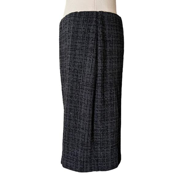 EXPRESS Gray Tweed Skirt Velvet Details Metallic Thread Elastic Waist Medium EUC - Picture 6 of 6